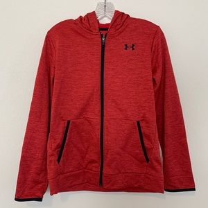 Under Armour Youth Boys Size Large Full Zip Loose Lightweight Jacket Red…